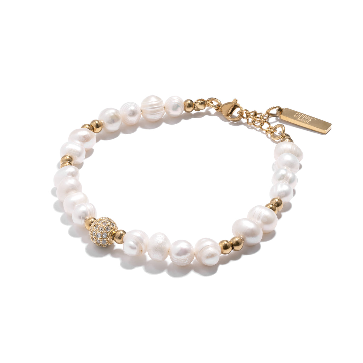 ブレスレット Iced Smiley Real Pearl Bracelet (Gold) Men's Diamond Smiley Face Pearl Bracelet (Gold) | CRAFTD London