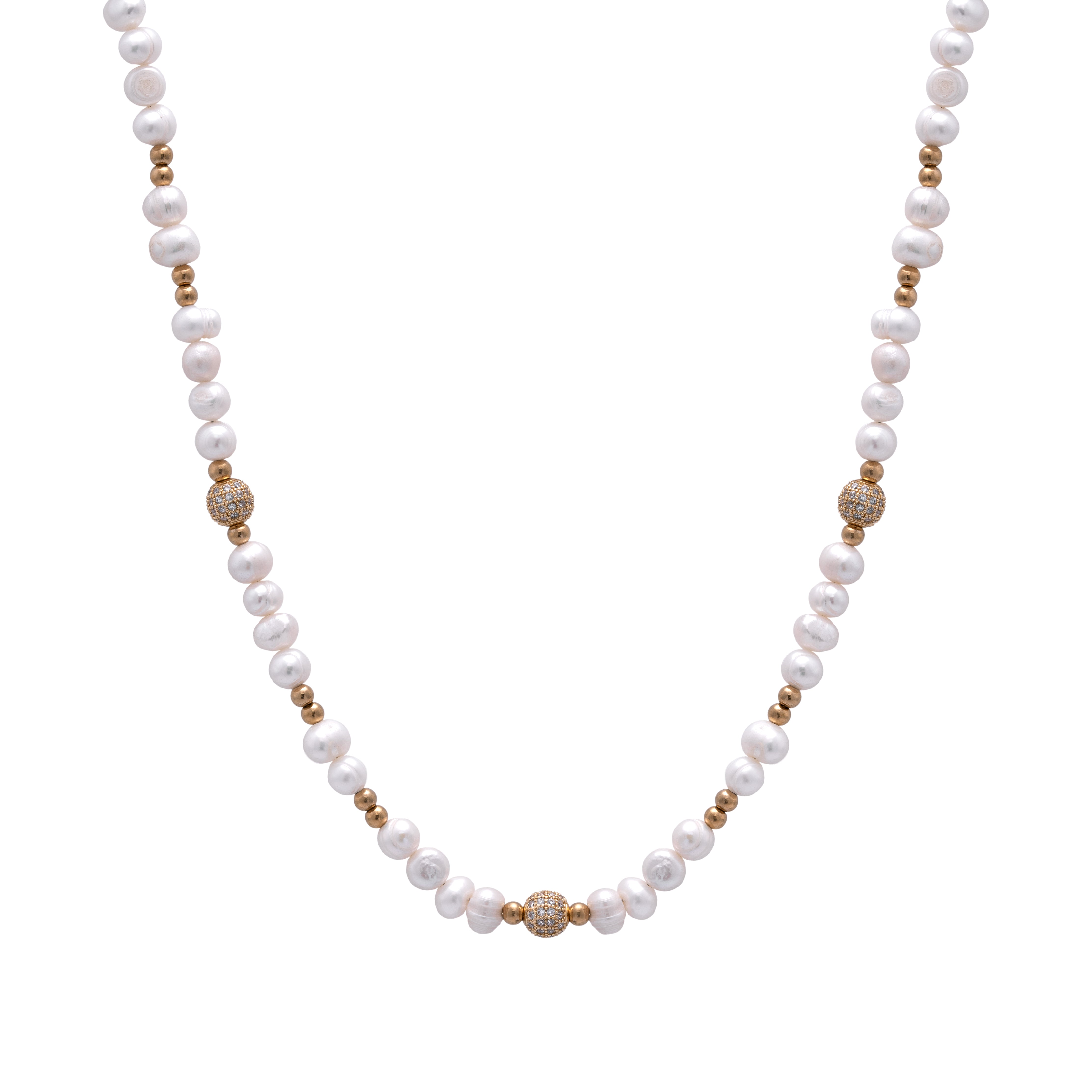 Iced Beaded Pearl Necklace (Gold) – Off Code Company