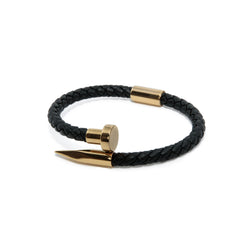Black Braided Leather X Gold Stake